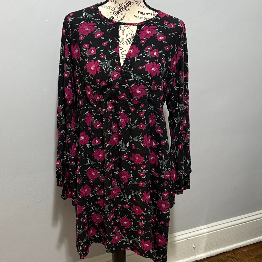 American Eagle Outfitters Black and Pink Floral Dress